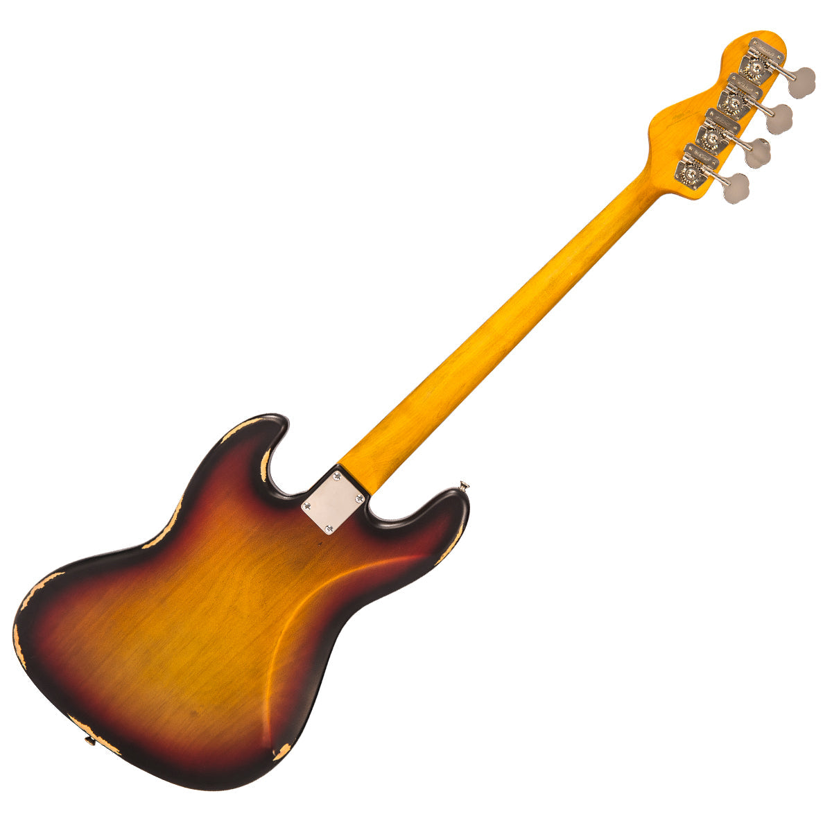 Vintage V74 ICON Fretless Bass ~ Sunset Sunburst, Bass Guitar for sale at Richards Guitars.