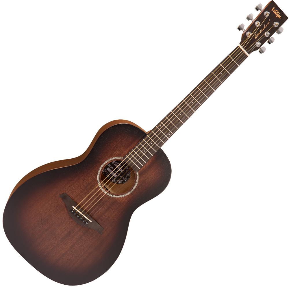 Vintage V880WK Statesboro' 'Parlour' Acoustic Guitar ~ Whisky Sour, Electro Acoustic Guitar for sale at Richards Guitars.