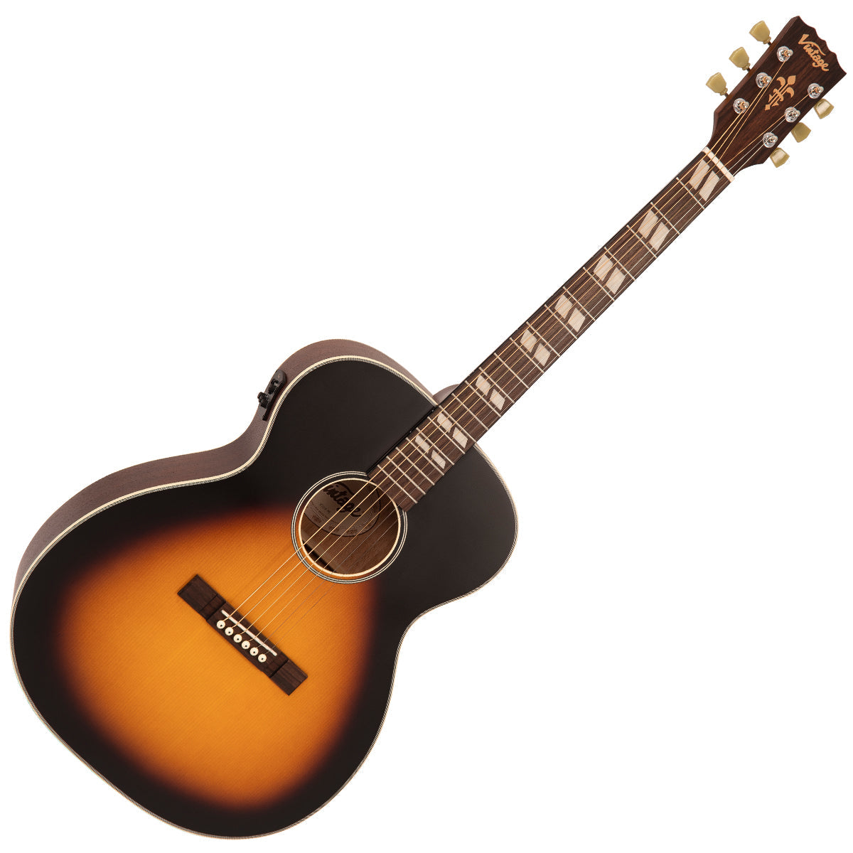 Vintage VE150VSB Historic Series 'Orchestra' Electro-Acoustic Guitar ~ Vintage Sunburst, Electro Acoustic Guitar for sale at Richards Guitars.