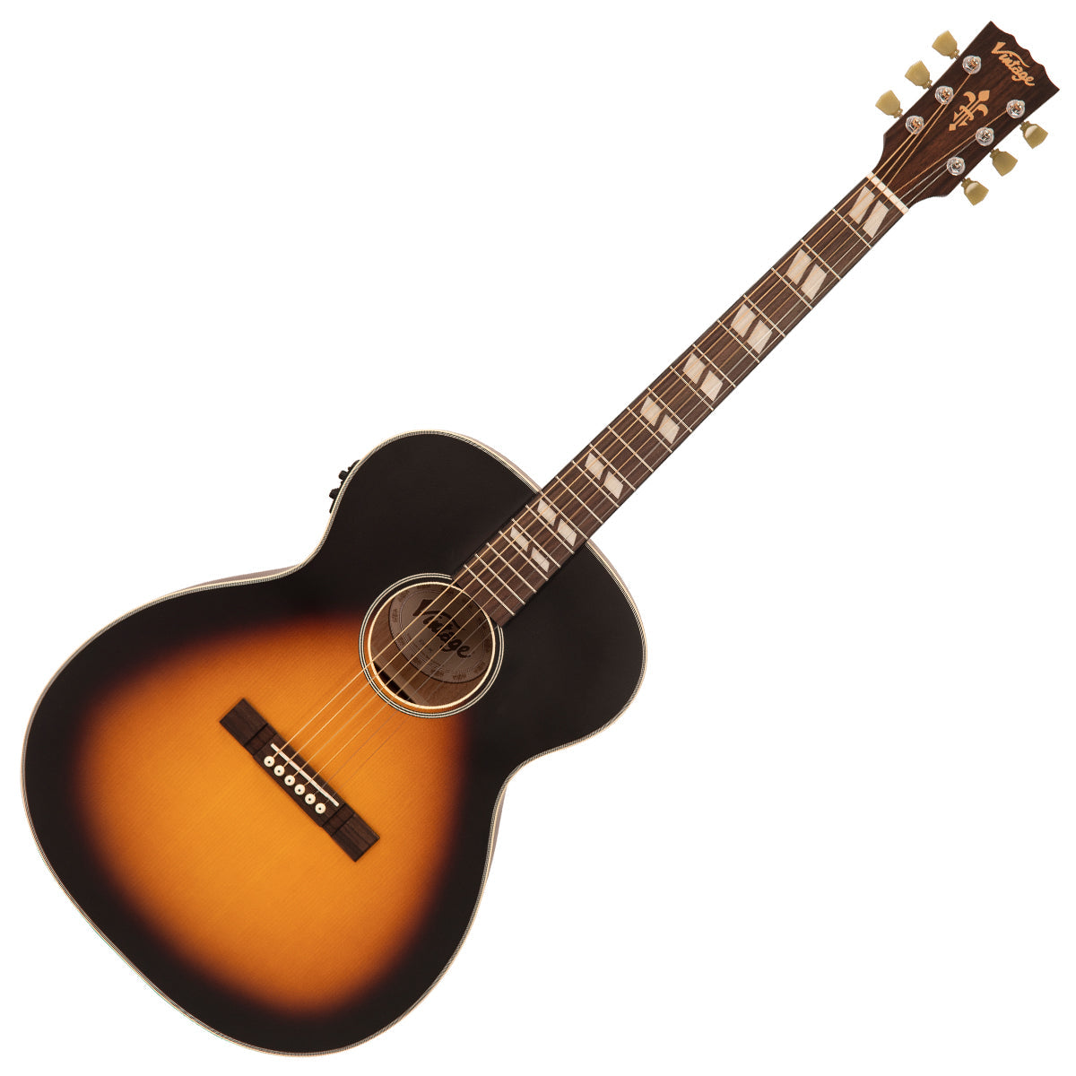 Vintage VE150VSB Historic Series 'Orchestra' Electro-Acoustic Guitar ~ Vintage Sunburst, Electro Acoustic Guitar for sale at Richards Guitars.