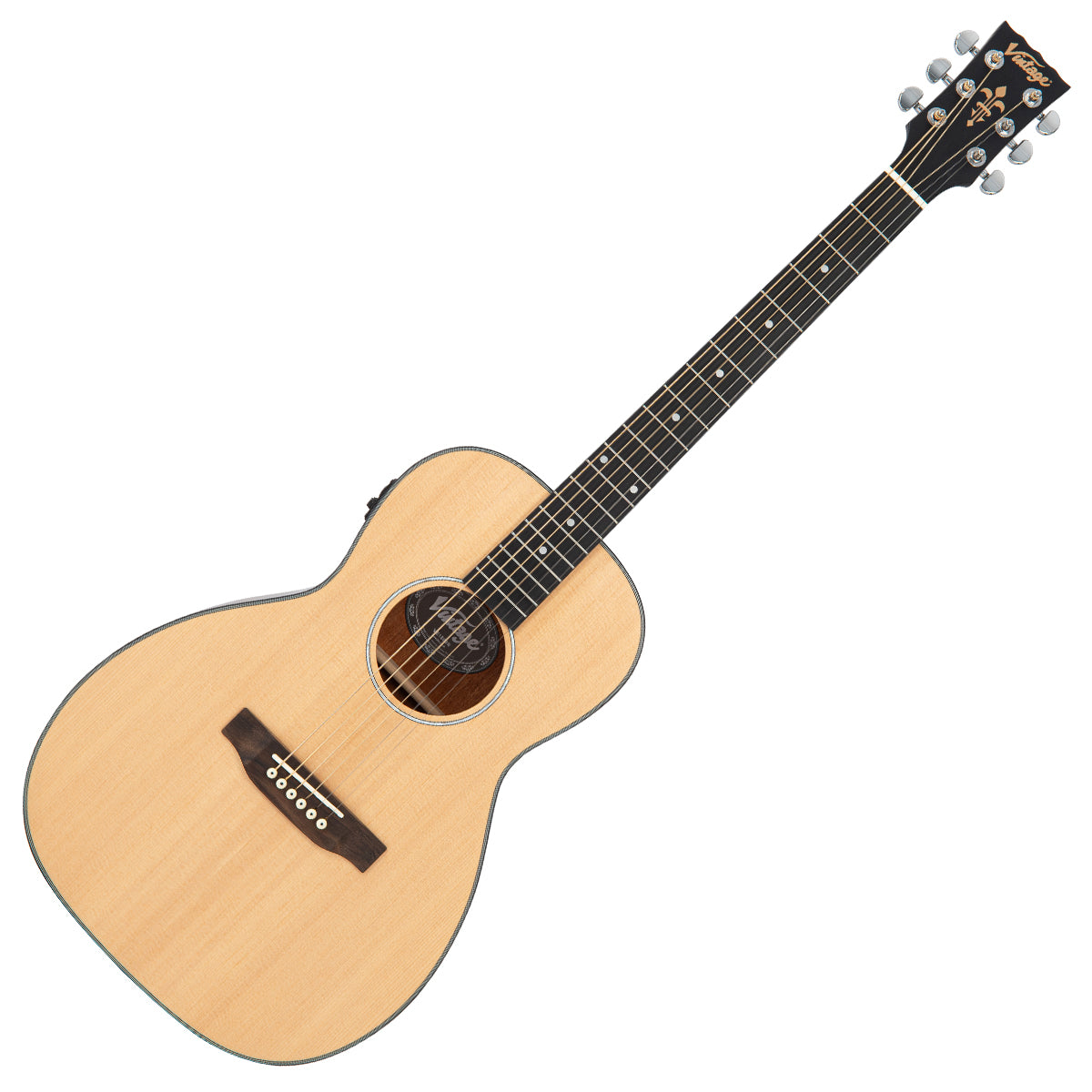 Vintage VE1800N Stage Series 'Parlour' Electro-Acoustic Guitar ~ Natural, Electro Acoustic Guitar for sale at Richards Guitars.