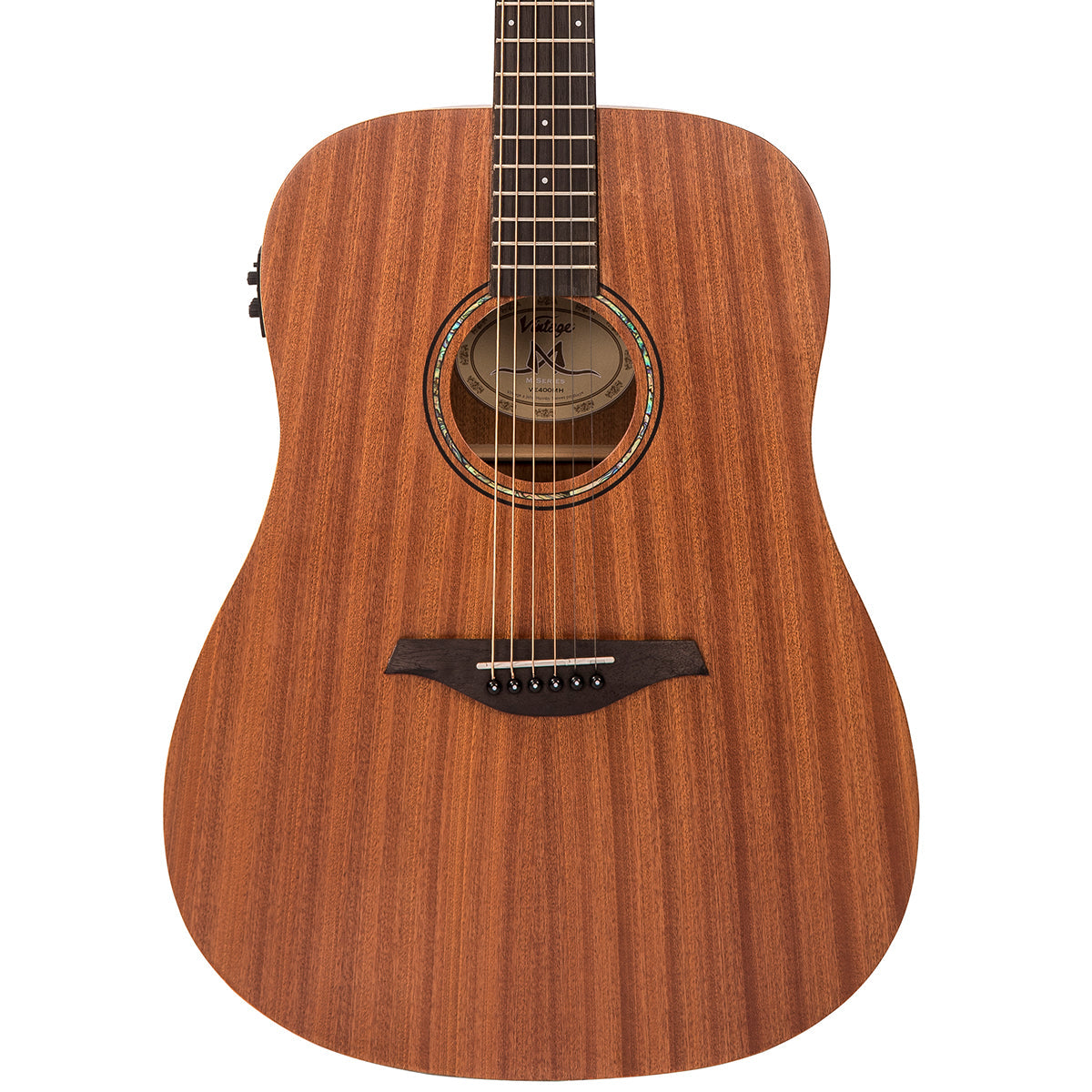 Vintage VE400MH Mahogany Series 'Dreadnought' Electro-Acoustic Guitar ~ Satin Mahogany, Electro Acoustic Guitar for sale at Richards Guitars.