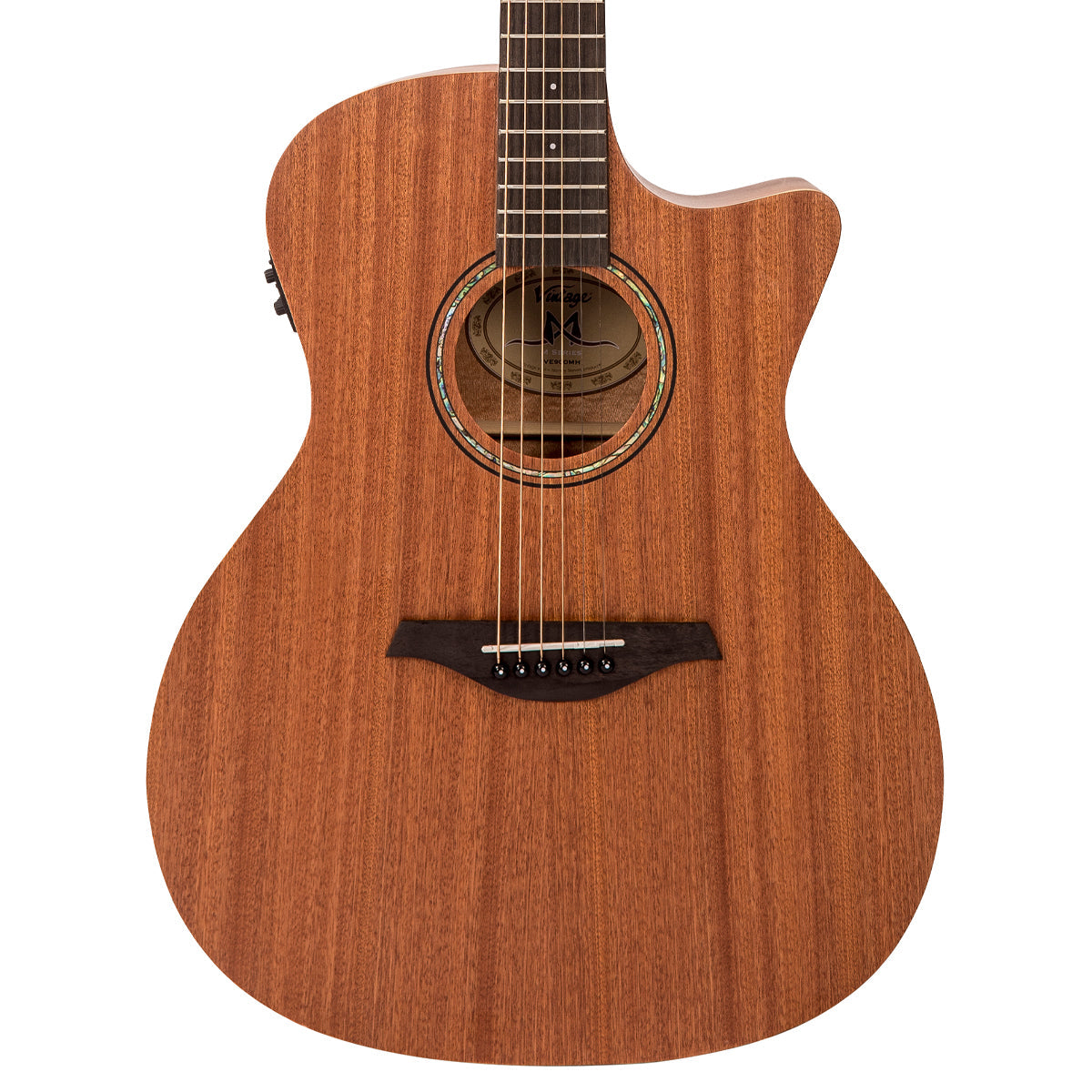 Vintage VE900MH Mahogany Series 'Grand Auditorium' Cut-Away Electro-Acoustic Guitar ~ Satin Mahogany, Electro Acoustic Guitar for sale at Richards Guitars.