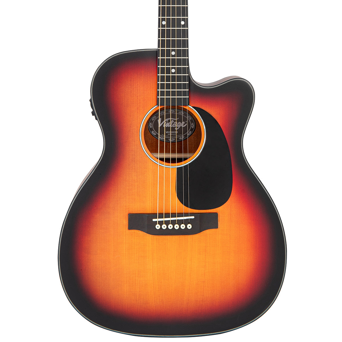 Vintage VEC300SB Stage Series 'Folk' Cutaway Electro-Acoustic Guitar ~ Sunburst, Electro Acoustic Guitar for sale at Richards Guitars.