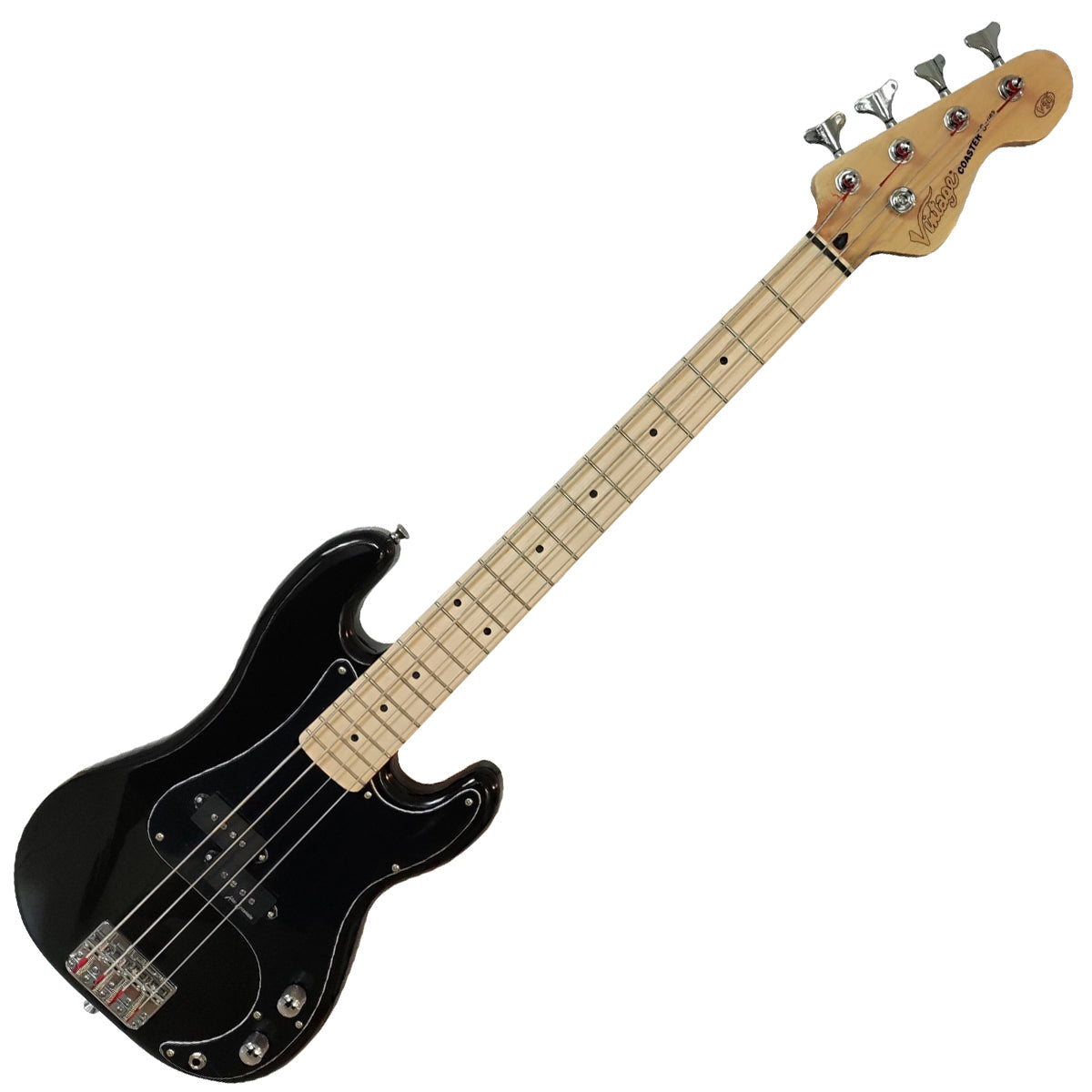 Vintage V30 Maple 7/8 Size Coaster Series Bass Guitar Pack ~ Boulevard Black, Bass Guitar for sale at Richards Guitars.