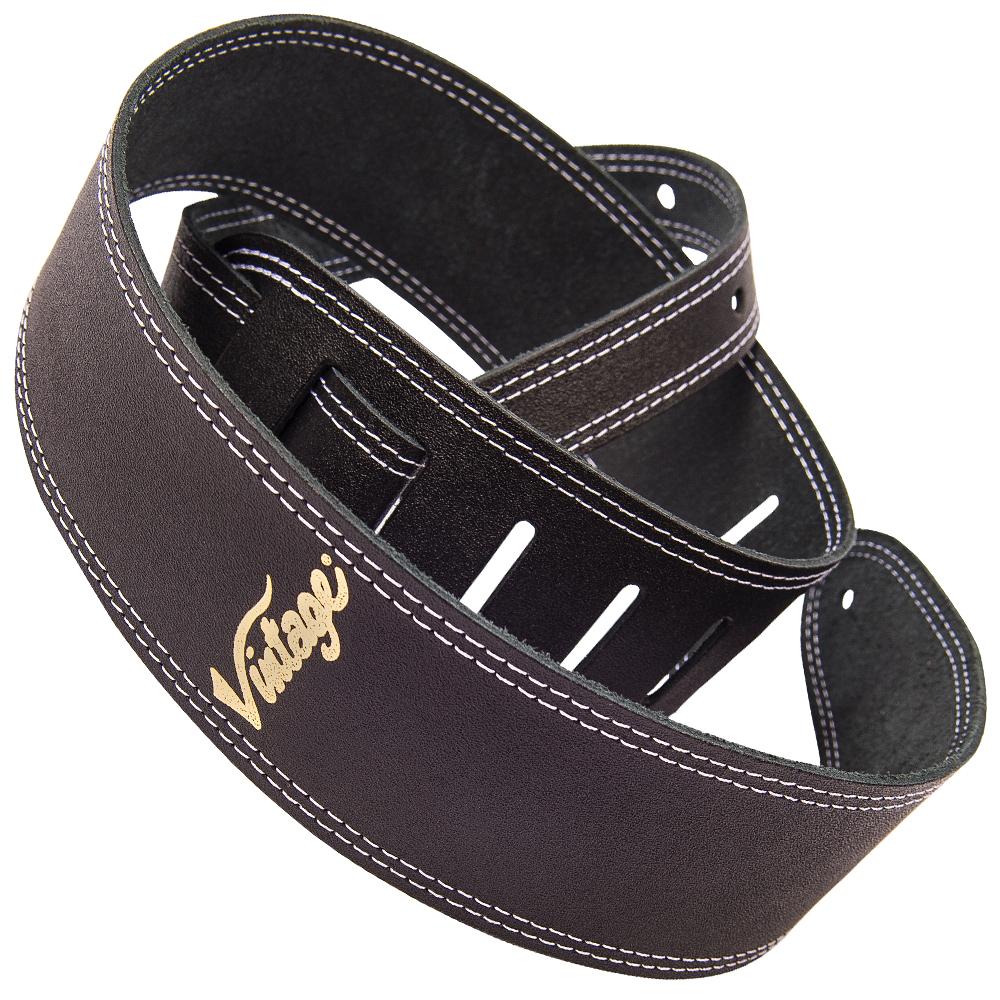 Vintage Leather Guitar Strap ~ Black, Accessory for sale at Richards Guitars.