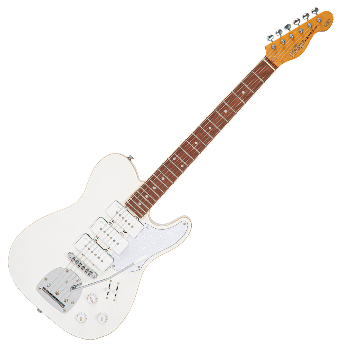 Vintage REVO Series Trio Electric Guitar ~ Arctic White  VRBT72AW, Electric Guitar for sale at Richards Guitars.