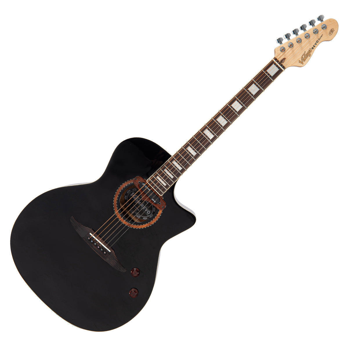 Vintage REVO ELEKTRA ~ Black Silk, Electro Acoustic Guitar for sale at Richards Guitars.