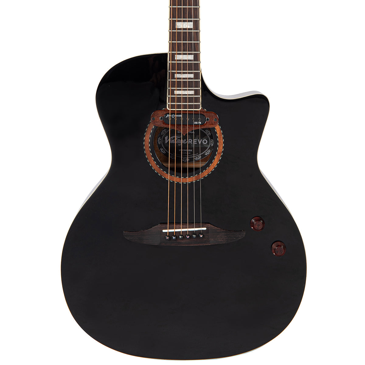 Vintage REVO ELEKTRA ~ Black Silk, Electro Acoustic Guitar for sale at Richards Guitars.