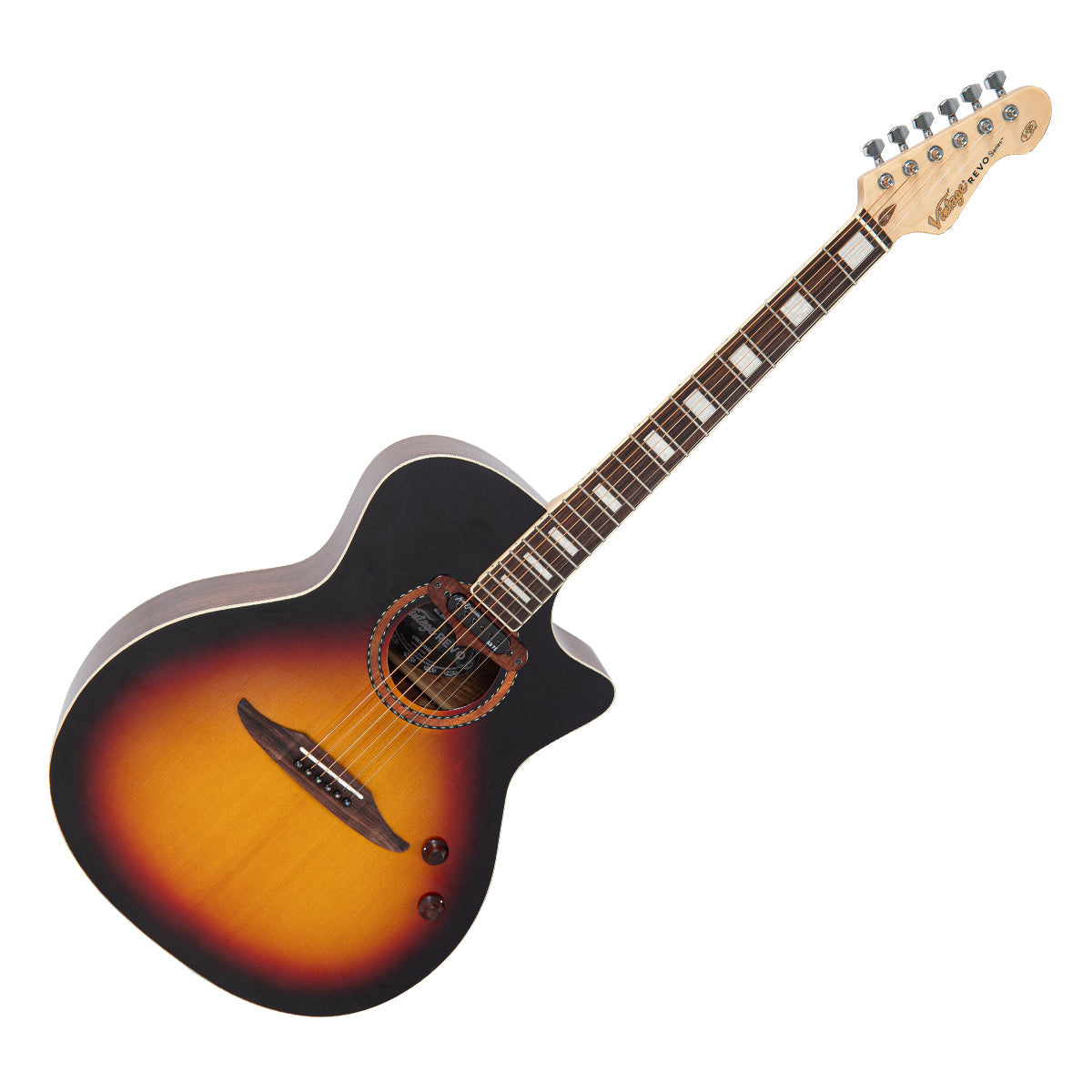 Vintage REVO ELEKTRA ~ Sunburst Silk  VRE900SB, Electro Acoustic Guitar for sale at Richards Guitars.