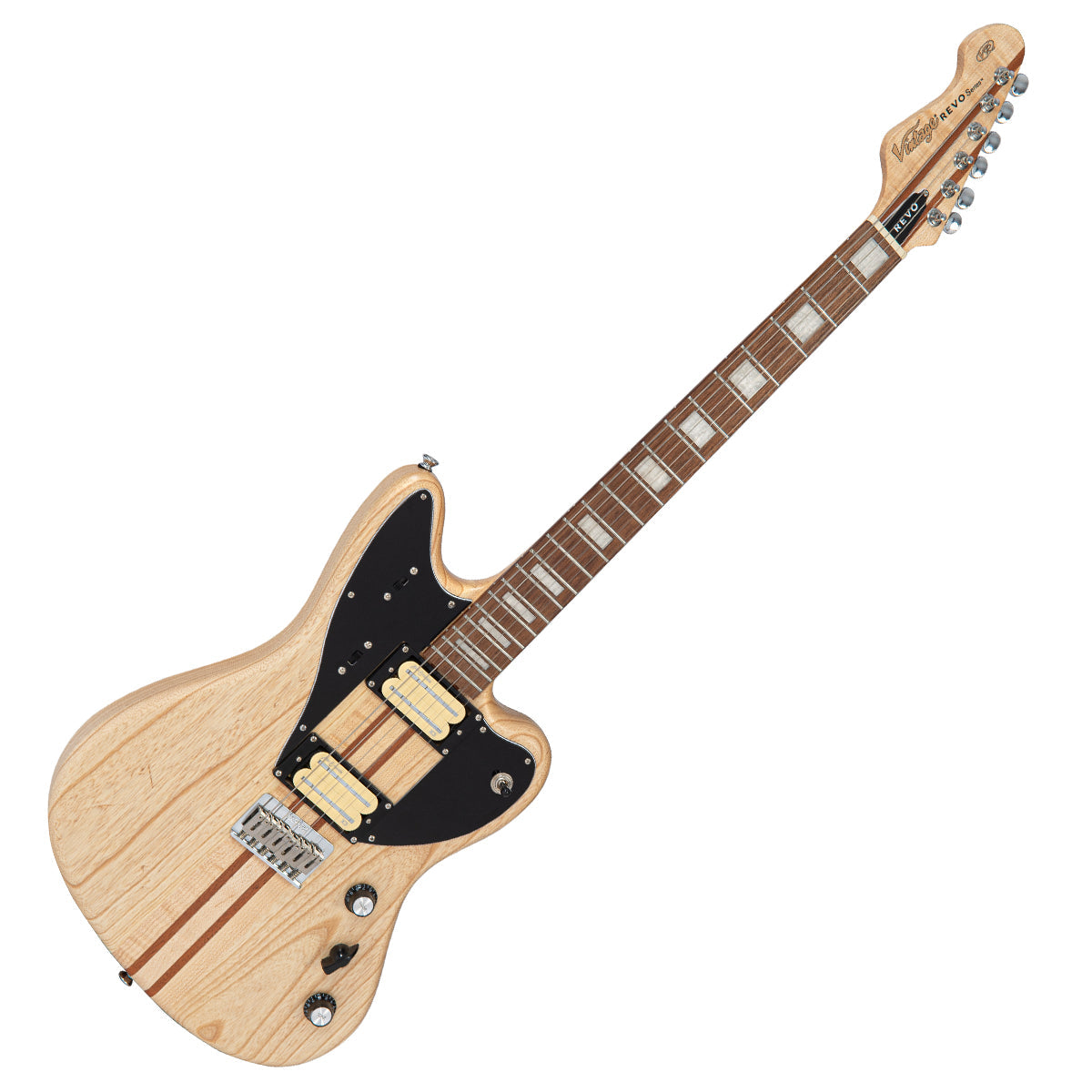 Vintage REVO Series 'Integra' Electric Guitar ~ Satin Natural, Electric Guitar for sale at Richards Guitars.