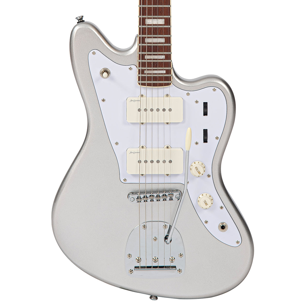 Vintage REVO Series 'Surfmaster 90' Electric Guitar ~ Metallic Silver  VRS659SM, Electric Guitar for sale at Richards Guitars.