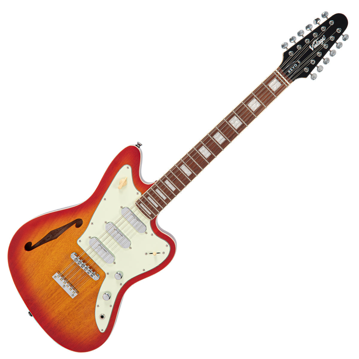 Vintage REVO Series 'Surfmaster Thinline 12' ~ RevoGlo  VRST6512RG, Electric Guitar for sale at Richards Guitars.