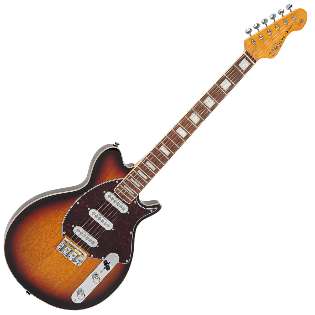 Vintage REVO Series 'Vision' Electric Guitar ~ Two Tone Sunburst  VRV800SB, Electric Guitar for sale at Richards Guitars.