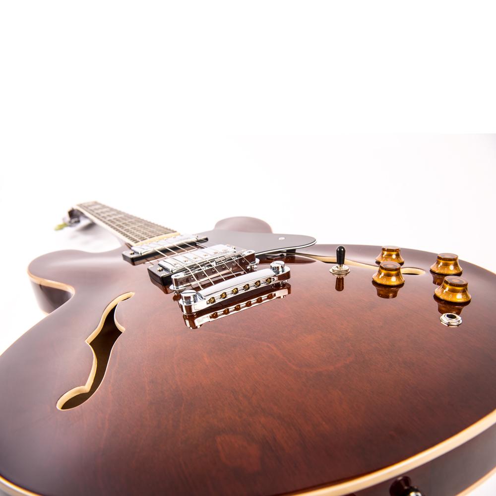 Vintage VSA500 ReIssued Semi Acoustic Guitar ~ Natural Walnut, Electric Guitar for sale at Richards Guitars.