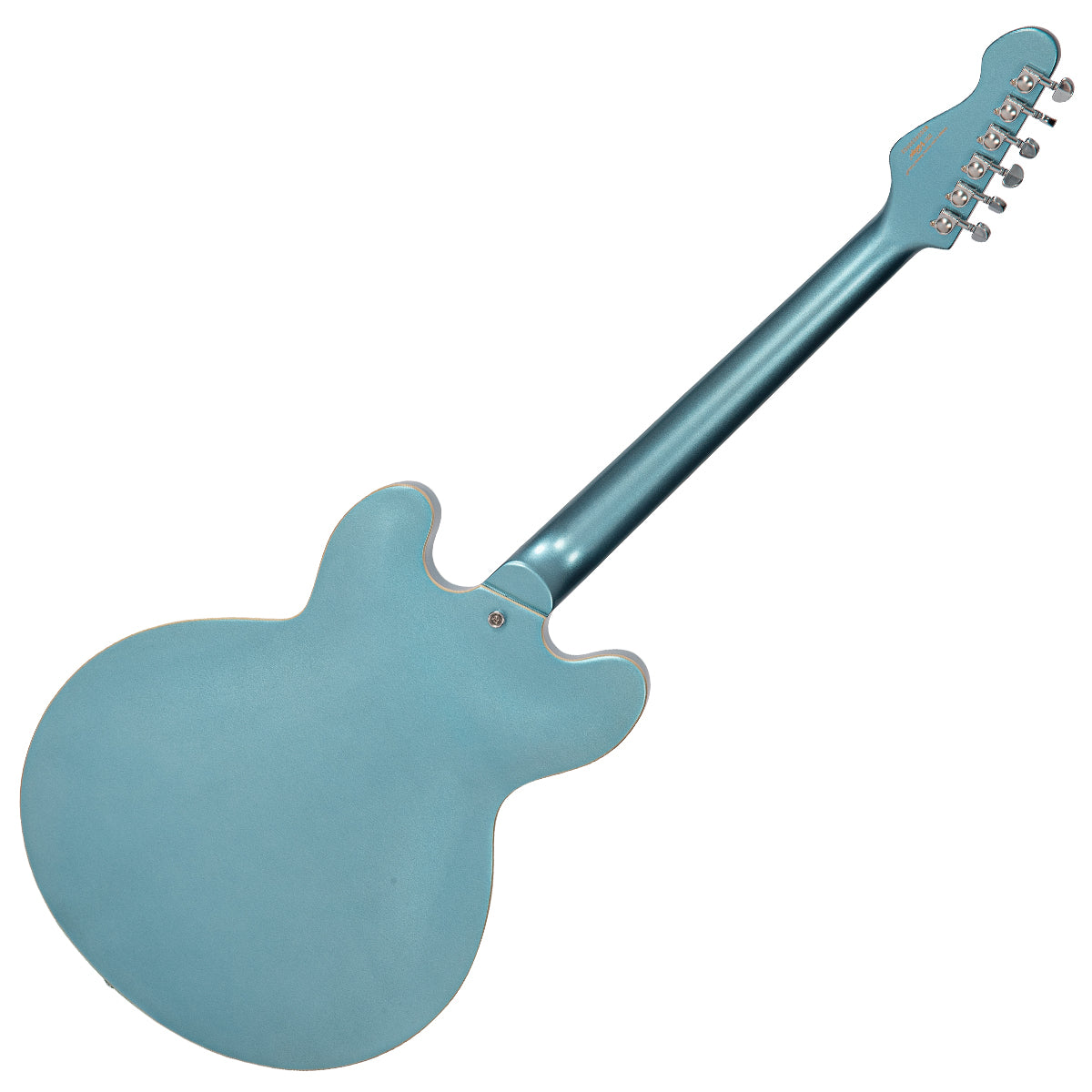 Vintage VSA550 ReIssued Semi Acoustic Guitar ~ Gun Hill Blue, Electric Guitar for sale at Richards Guitars.