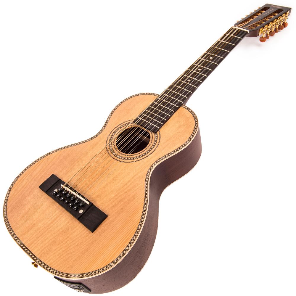 Vintage VTR800PB-12 'Viator' Paul Brett 12-String Electro-Acoustic Travel Guitar ~ Natural, Electro Acoustic Guitar for sale at Richards Guitars.