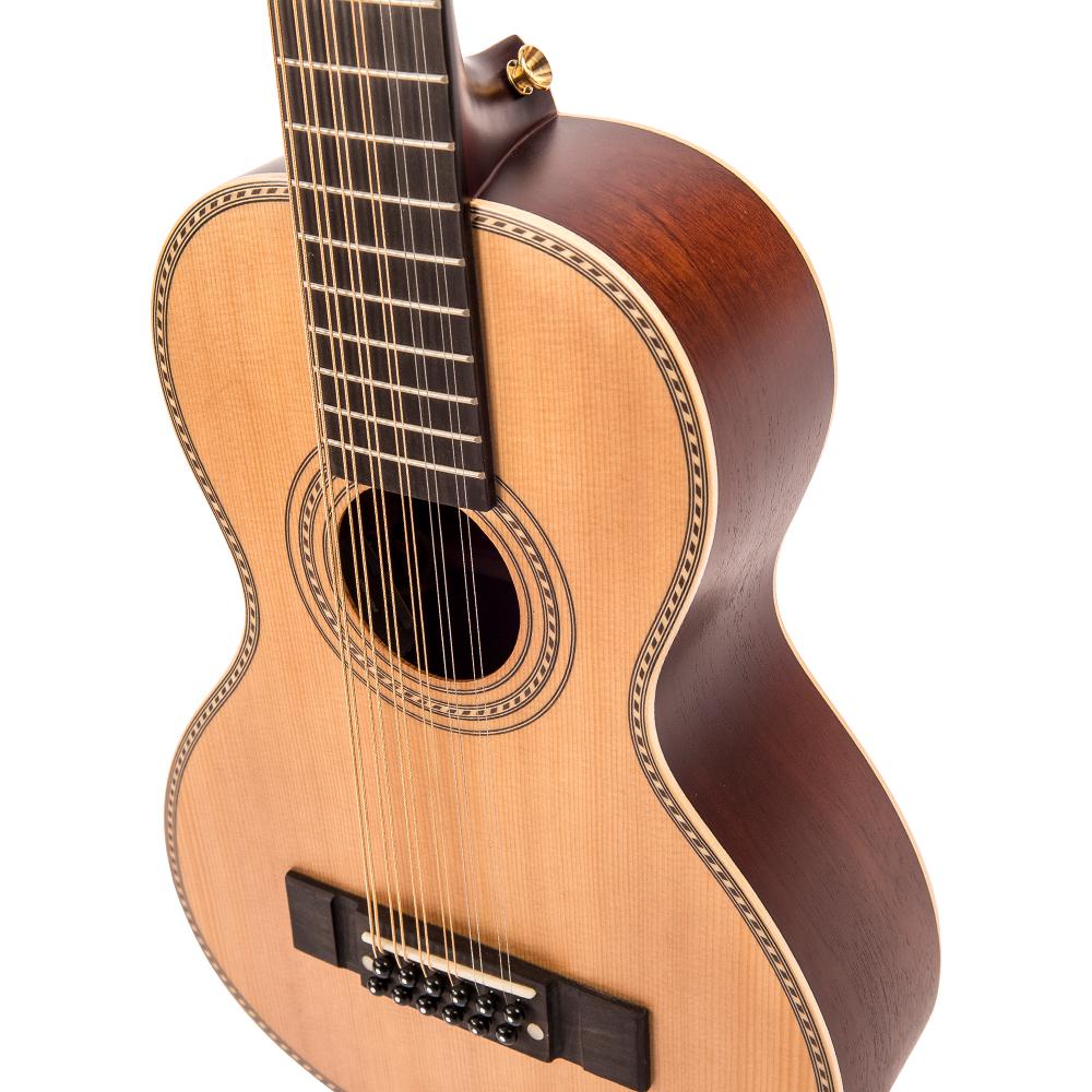 Vintage VTR800PB-12 'Viator' Paul Brett 12-String Electro-Acoustic Travel Guitar ~ Natural, Electro Acoustic Guitar for sale at Richards Guitars.