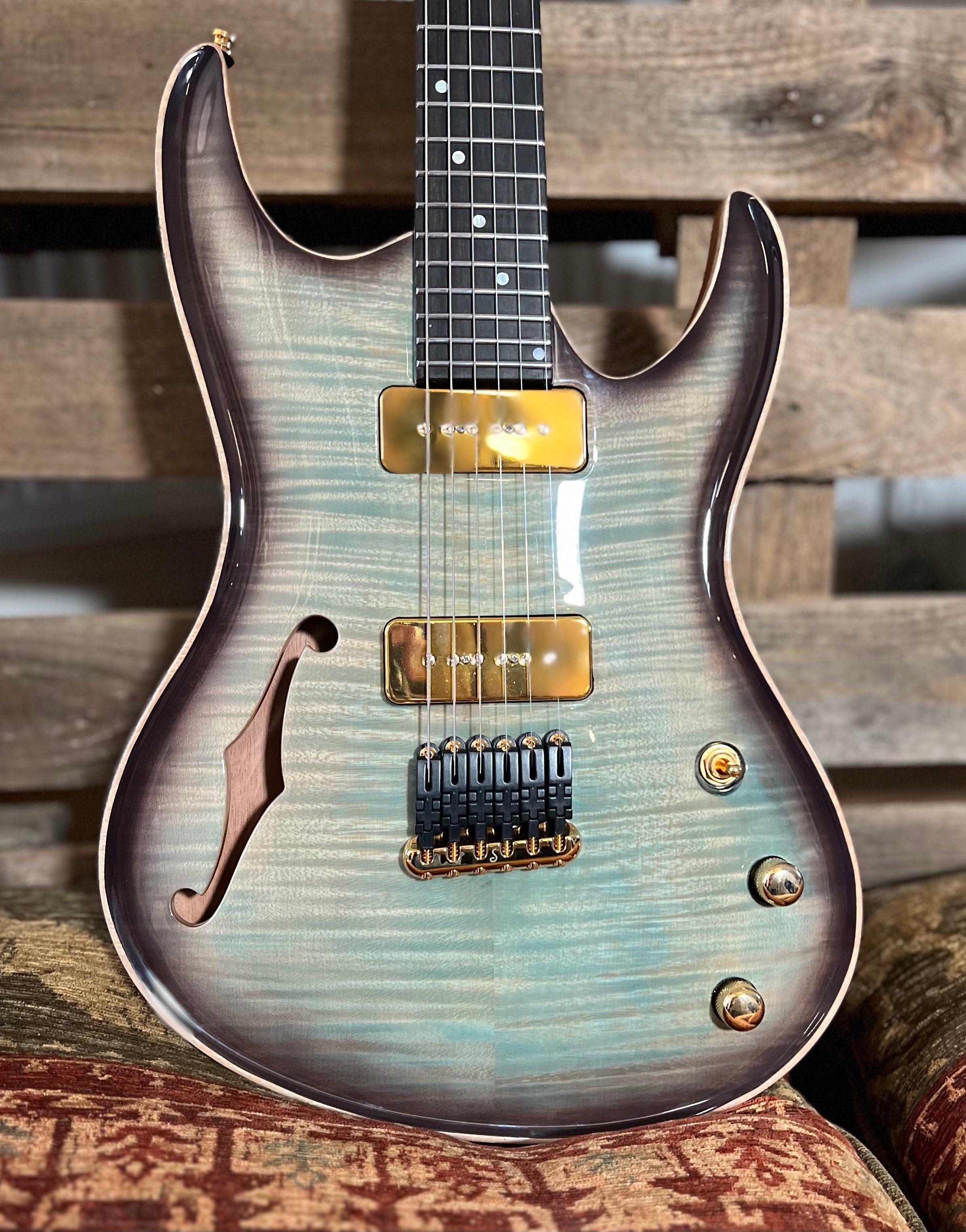 Valenti Nebula Carved Semi Hollow P90, Electric Guitar for sale at Richards Guitars.