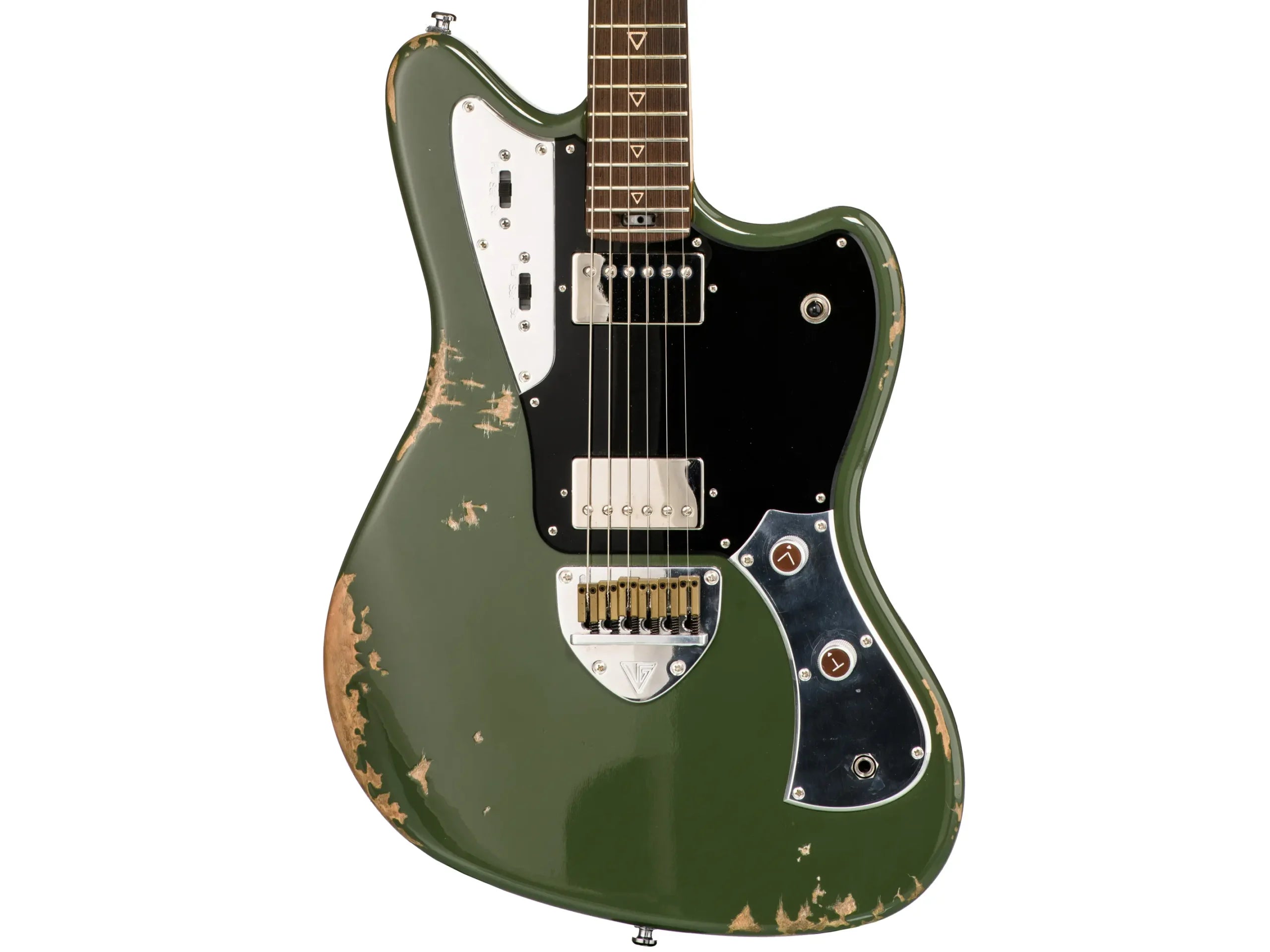 Valiant Jupiter Olive Mash Distressed, Electric Guitar for sale at Richards Guitars.