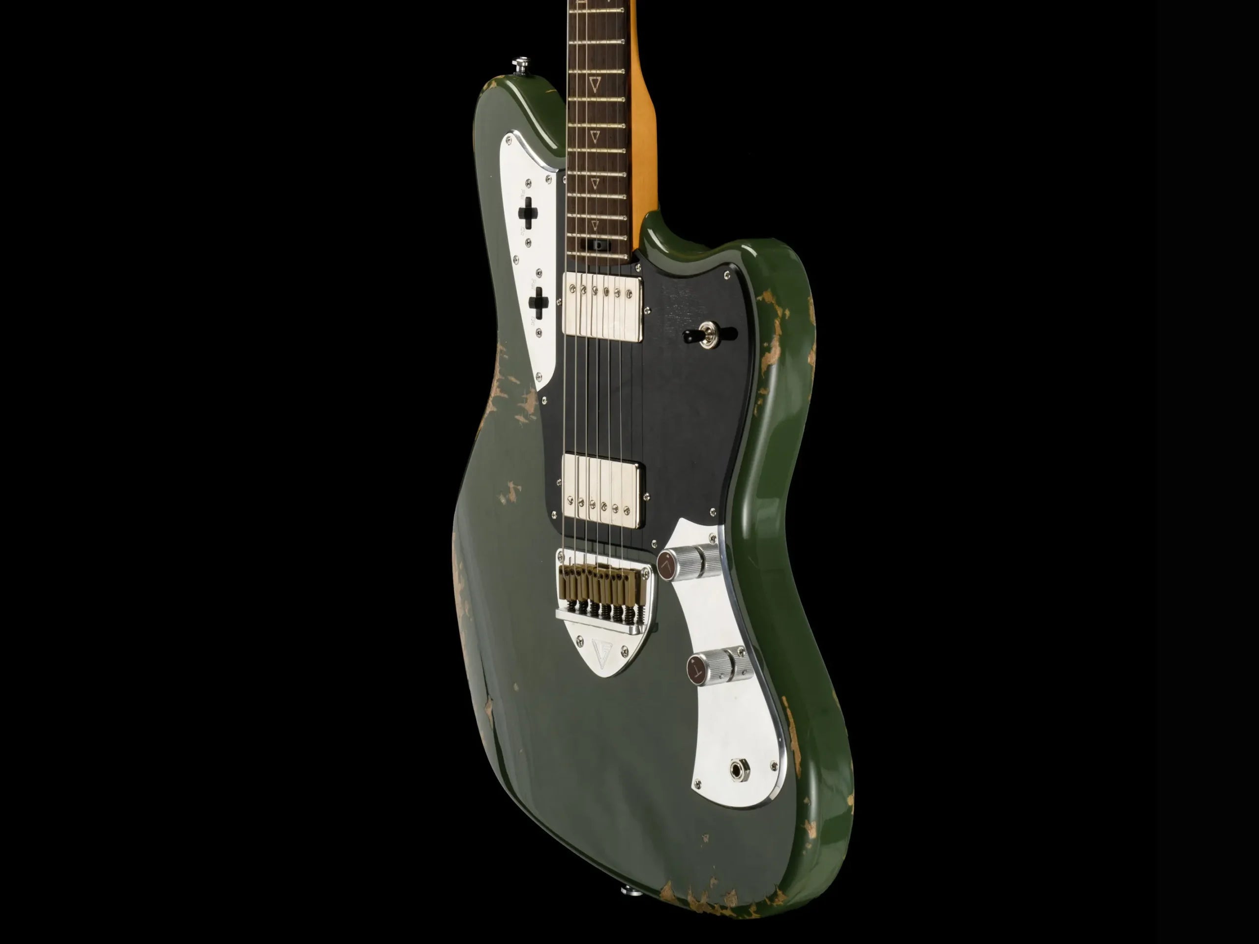 Valiant Jupiter Olive Mash Distressed, Electric Guitar for sale at Richards Guitars.