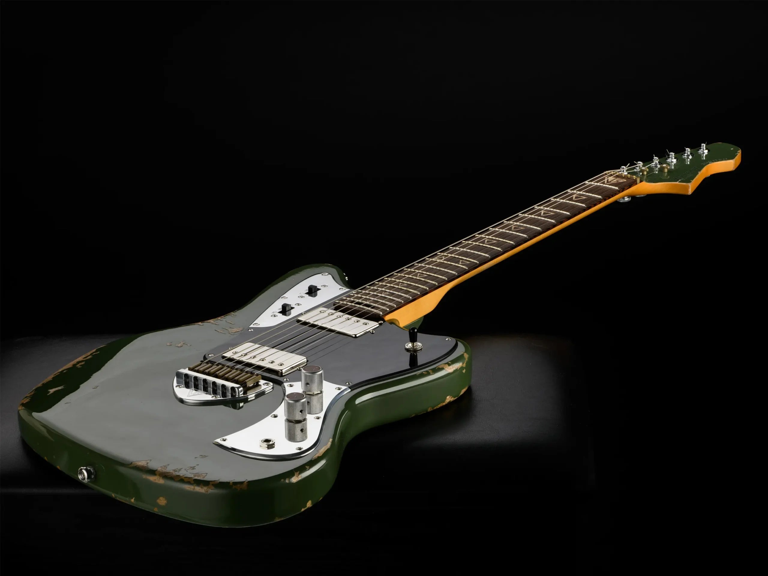 Valiant Jupiter Olive Mash Distressed, Electric Guitar for sale at Richards Guitars.