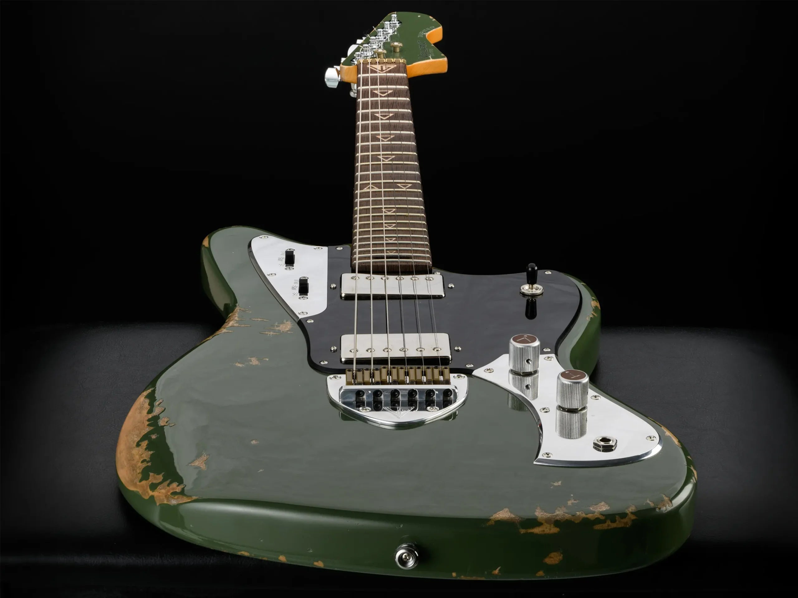 Valiant Jupiter Olive Mash Distressed, Electric Guitar for sale at Richards Guitars.