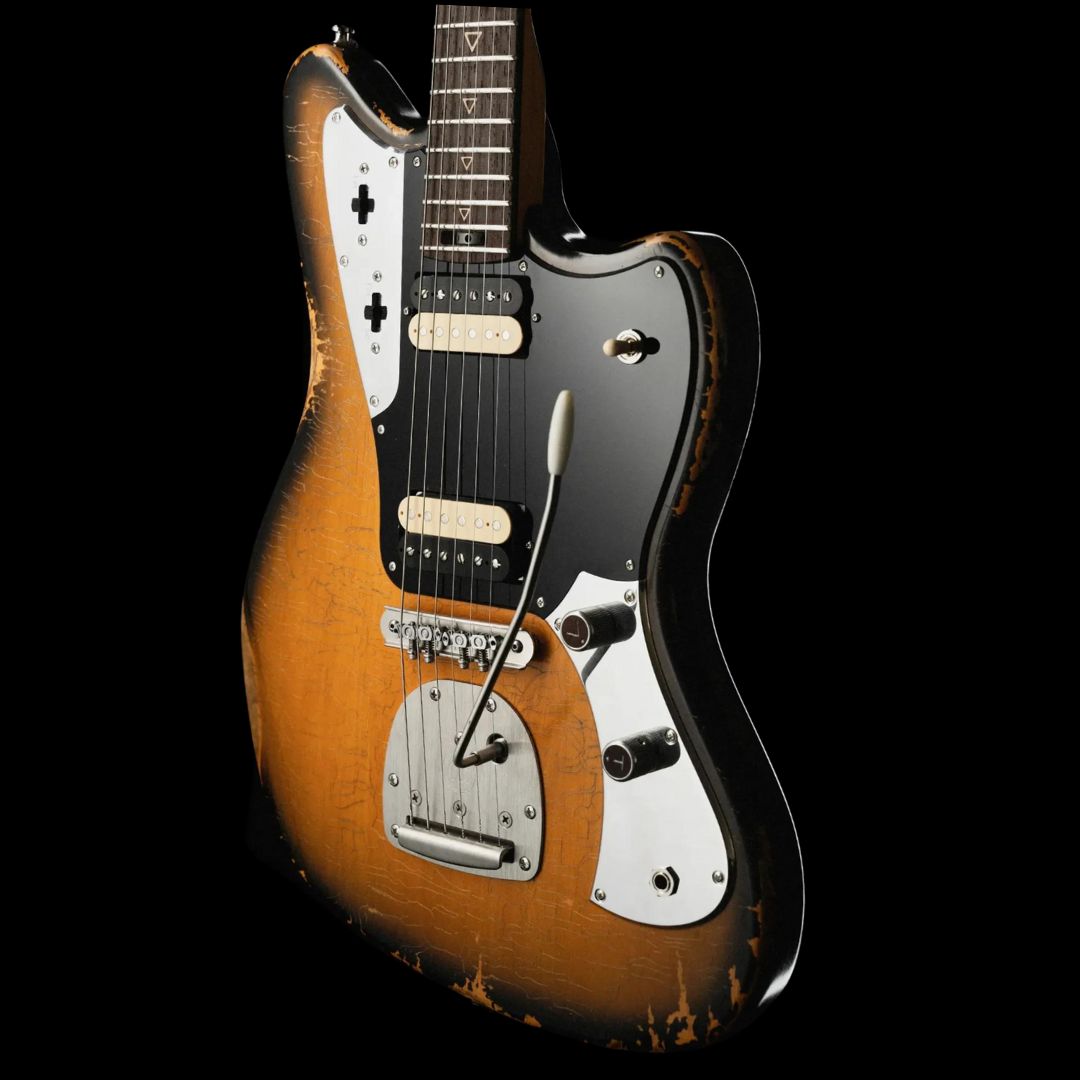 Valiant Jupiter Sunburst Distressed Mastery, Electric Guitar for sale at Richards Guitars.