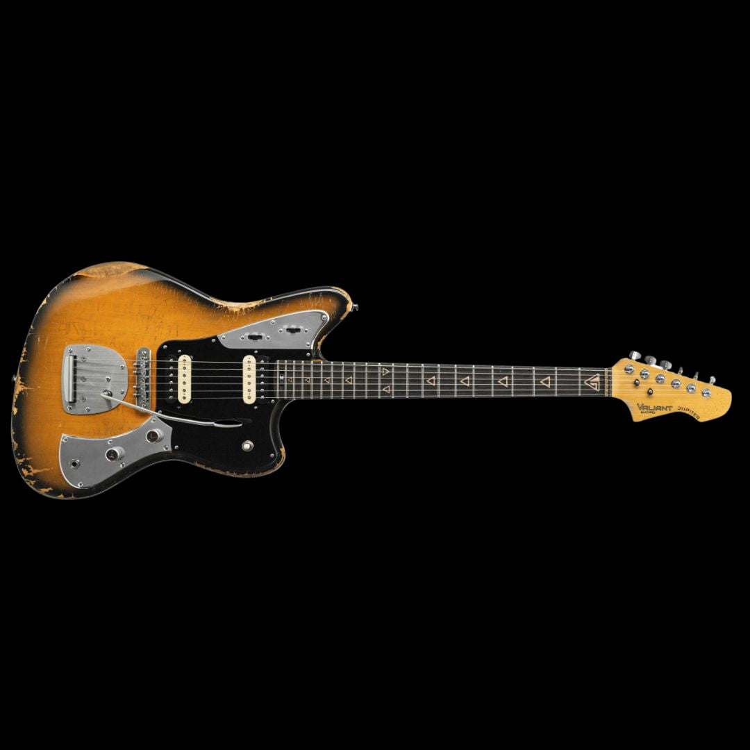 Valiant Jupiter Sunburst Distressed Mastery, Electric Guitar for sale at Richards Guitars.