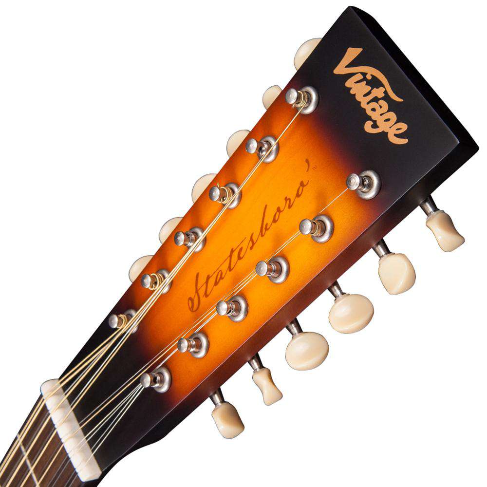 Vintage V500SB-12 'Statesboro' Paul Brett 12 String Acoustic ~ Satin Antique Burst, Acoustic Guitar for sale at Richards Guitars.