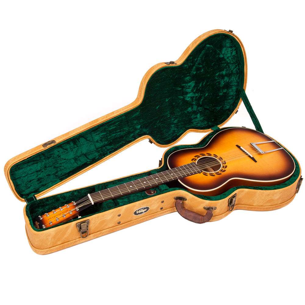 Vintage V500SB-12 'Statesboro' Paul Brett 12 String Acoustic ~ Satin Antique Burst, Acoustic Guitar for sale at Richards Guitars.
