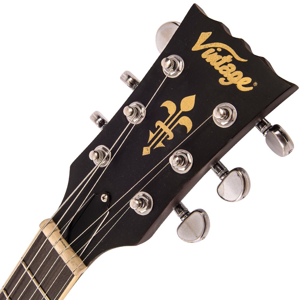 Vintage V100GT ICON Electric Guitar ~ Distressed HH Gold Top, Electric Guitar for sale at Richards Guitars.