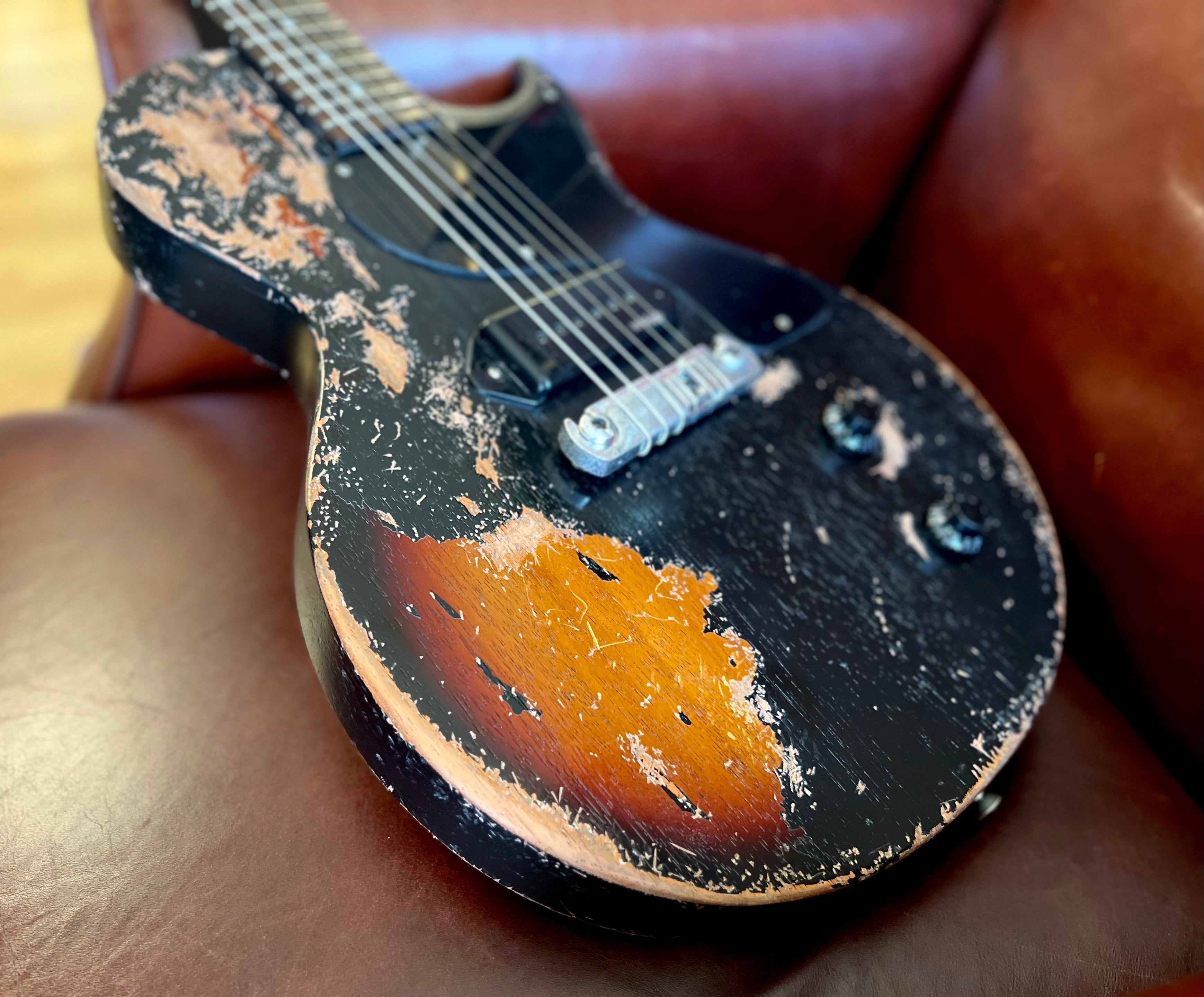 Vintage V120 ProShop "Reclaimed" Fallout Black Over Burst, Electric Guitar for sale at Richards Guitars.