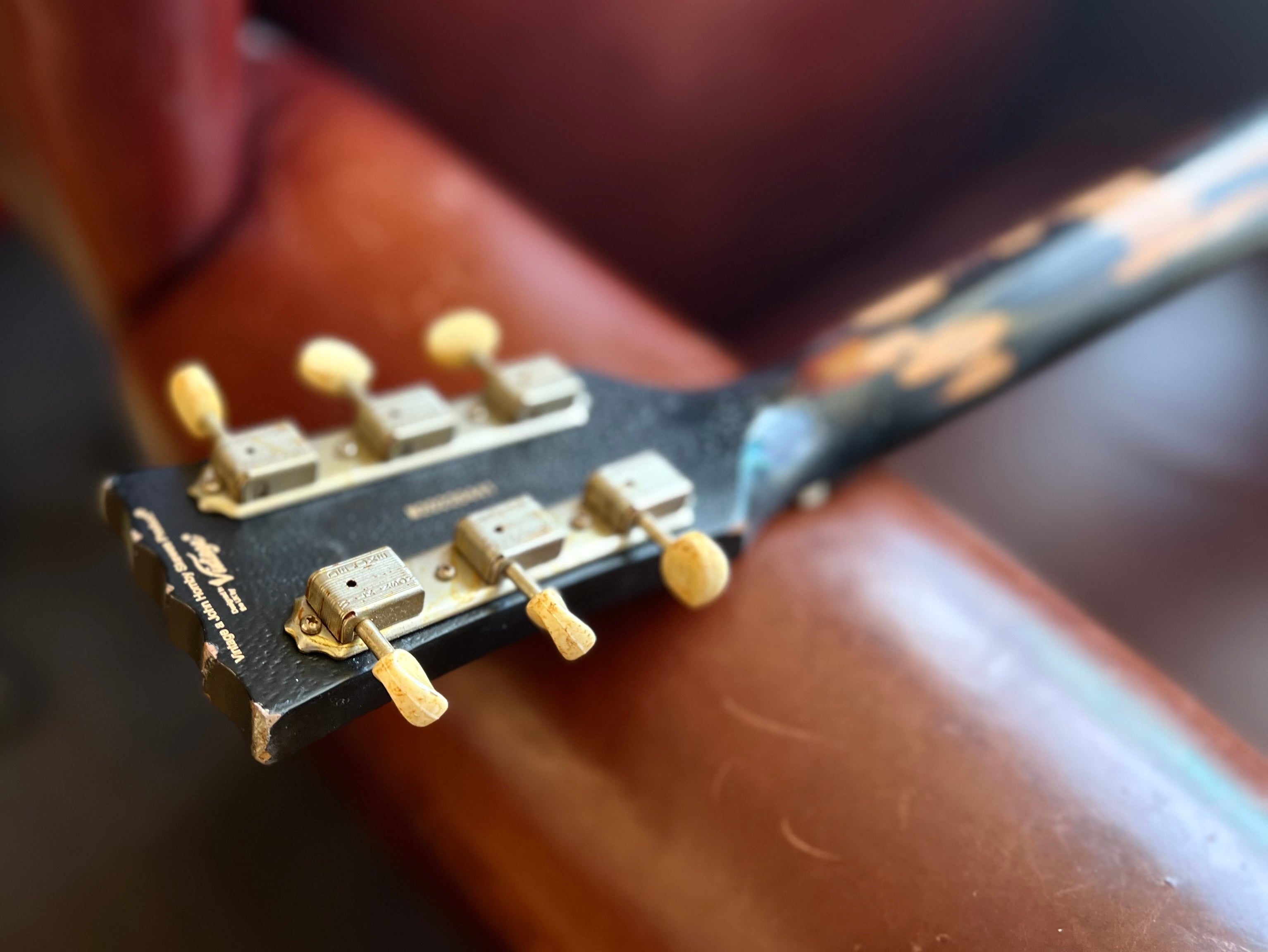 Vintage V120 ProShop "Reclaimed" Fallout Black Over Burst, Electric Guitar for sale at Richards Guitars.