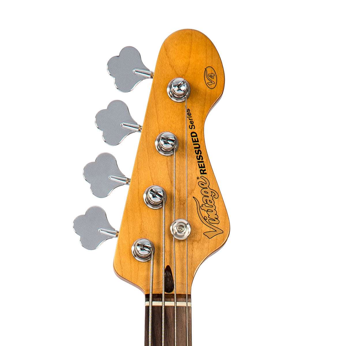 Vintage V4 ReIssued Bass Guitar ~ Rocker Black / Mirror Scratchplate, Bass Guitar for sale at Richards Guitars.