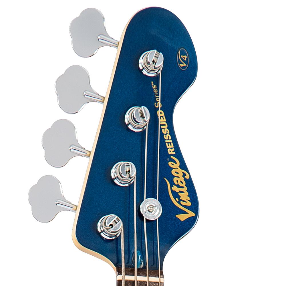 Vintage V4 Reissued Bass Guitar ~ Bayview Blue, Bass Guitar for sale at Richards Guitars.