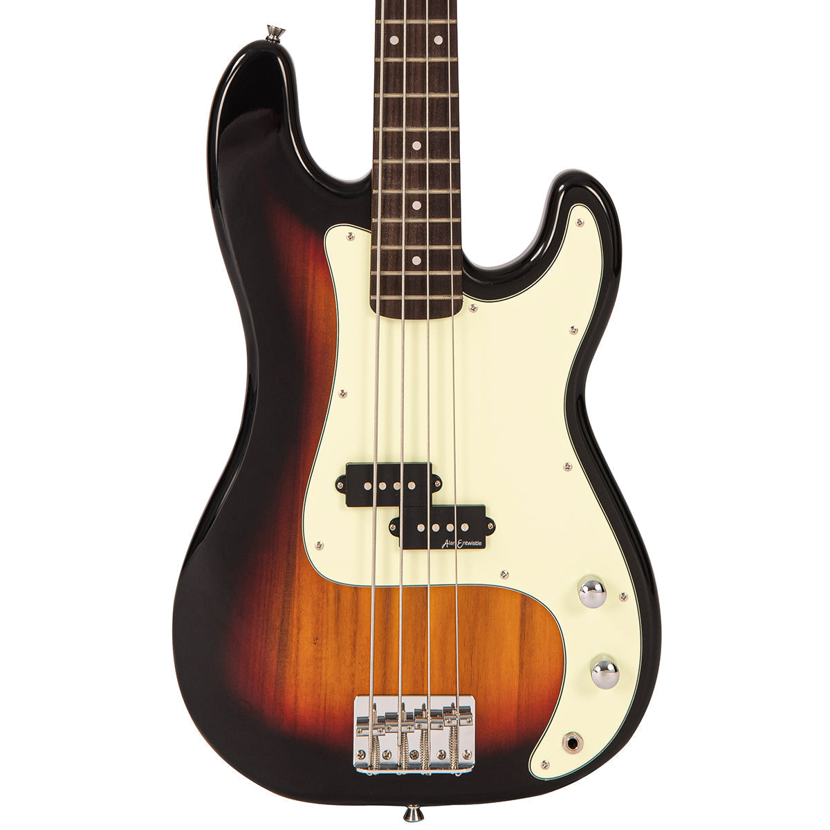 Vintage V40 Coaster Series Bass Guitar ~ 3 Tone Sunburst, Bass Guitar for sale at Richards Guitars.