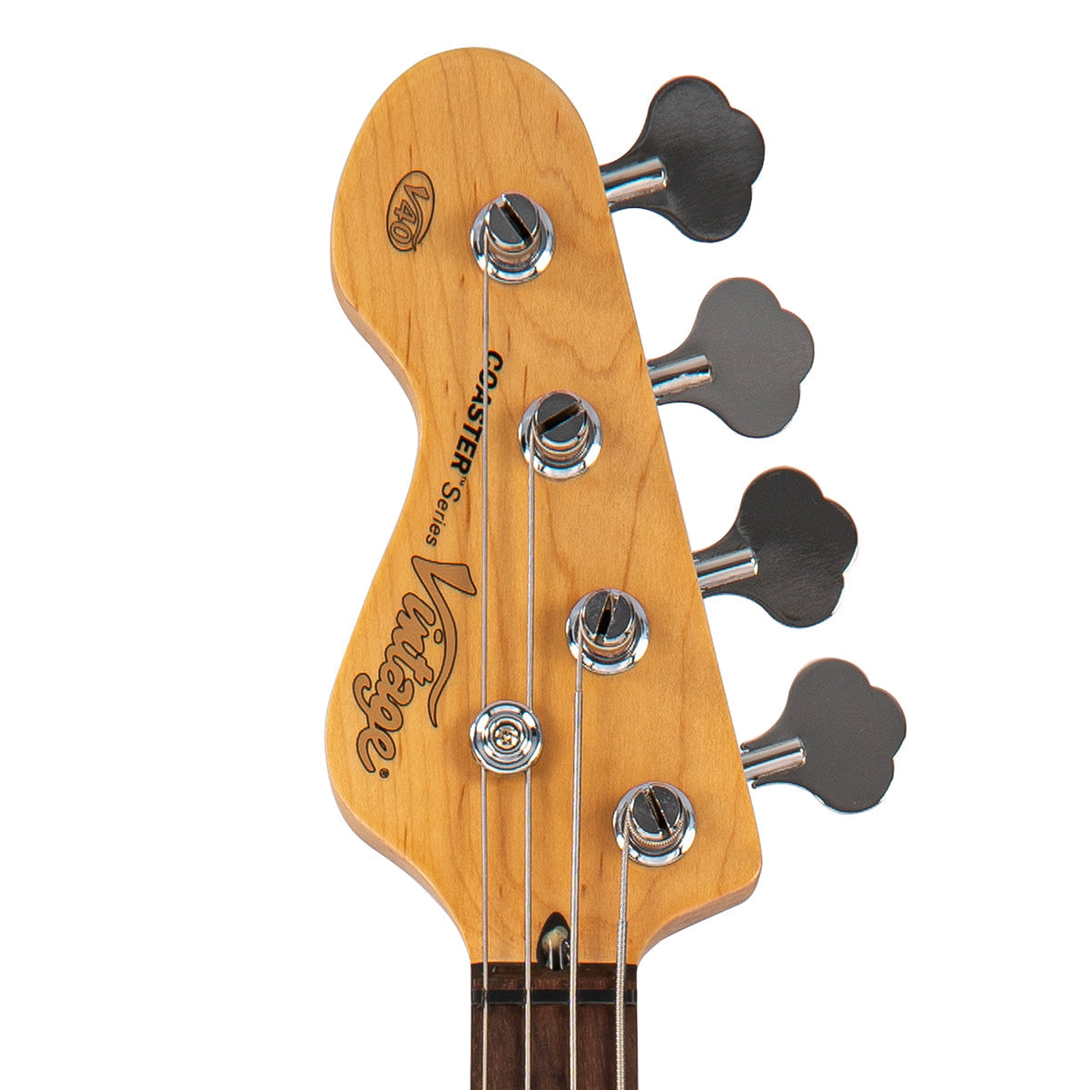 Vintage V40 Coaster Series Bass Guitar ~ Left Hand Boulevard Black, for sale at Richards Guitars.