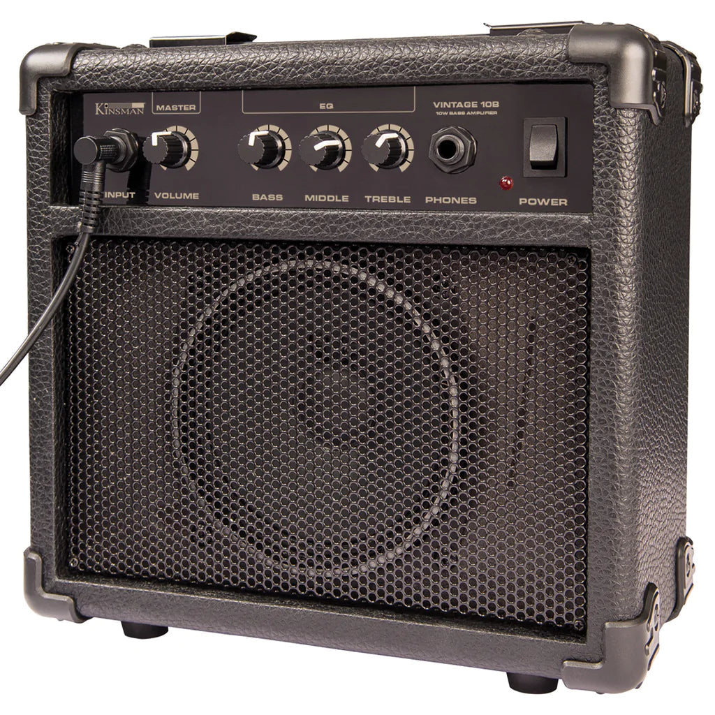 Vintage V40 Coaster Series Bass Guitar Pack ~ Left Hand Gloss Black, Bass Guitar for sale at Richards Guitars.