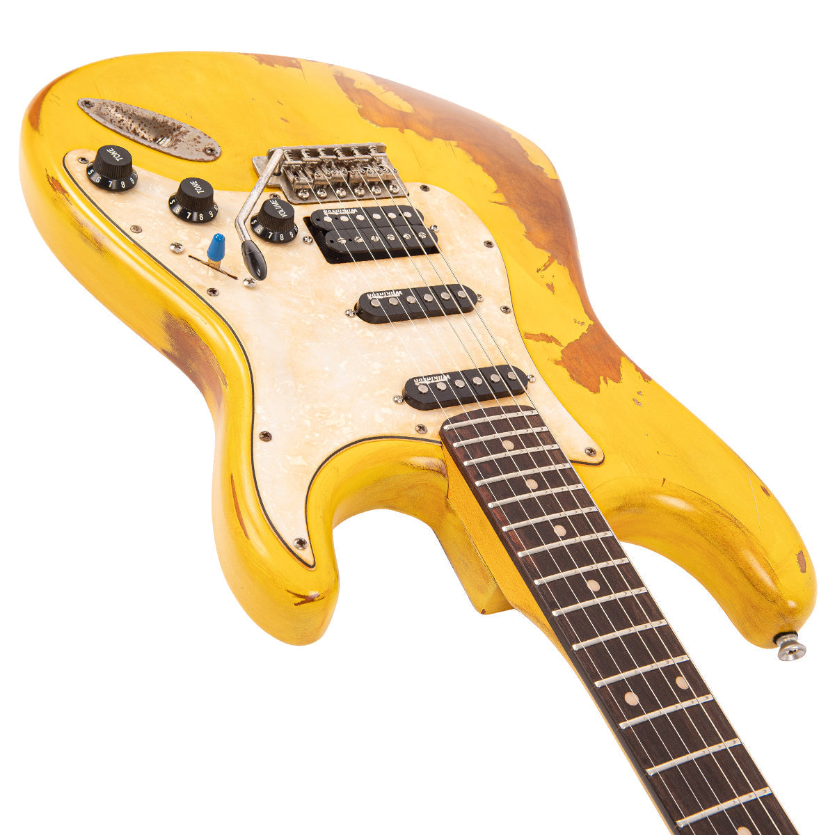 Vintage V6 ProShop Unique ~ Yellow Heavy Distressed, Electric Guitar for sale at Richards Guitars.