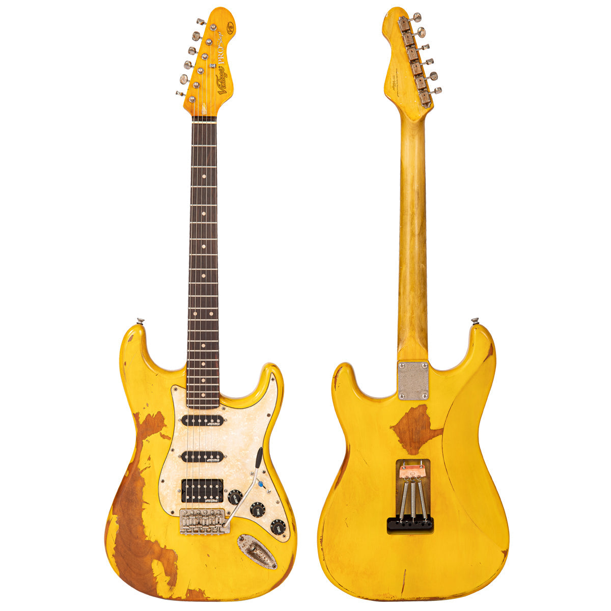 Vintage V6 ProShop Unique ~ Yellow Heavy Distressed, Electric Guitar for sale at Richards Guitars.