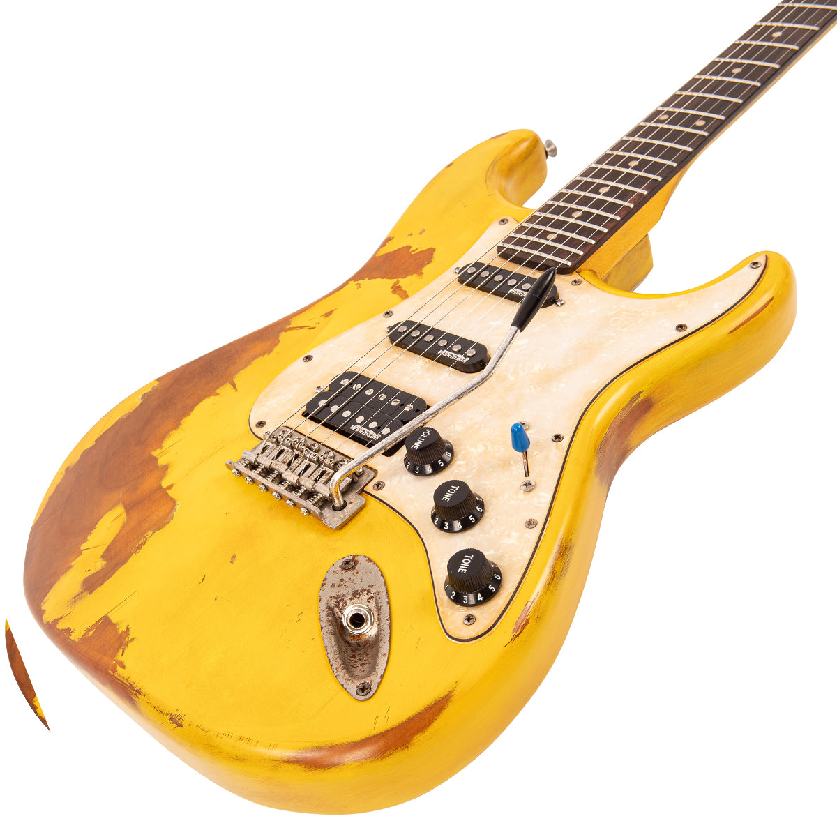 Vintage V6 ProShop Unique ~ Yellow Heavy Distressed, Electric Guitar for sale at Richards Guitars.