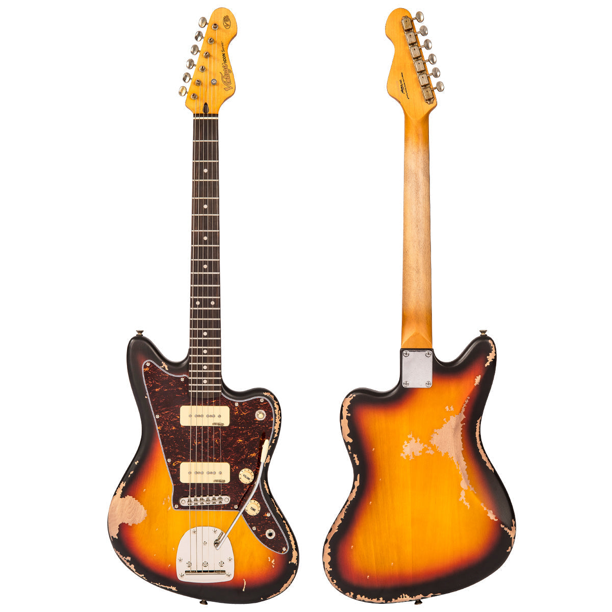 Vintage V65 ICON Vibrato Electric Guitar ~ Distressed Tobacco Sunburst, Electric Guitar for sale at Richards Guitars.