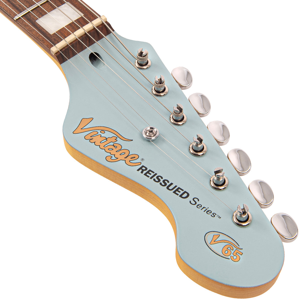 Vintage V65H ReIssued Hard Tail Electric Guitar ~ Satin Blue, Electric Guitar for sale at Richards Guitars.