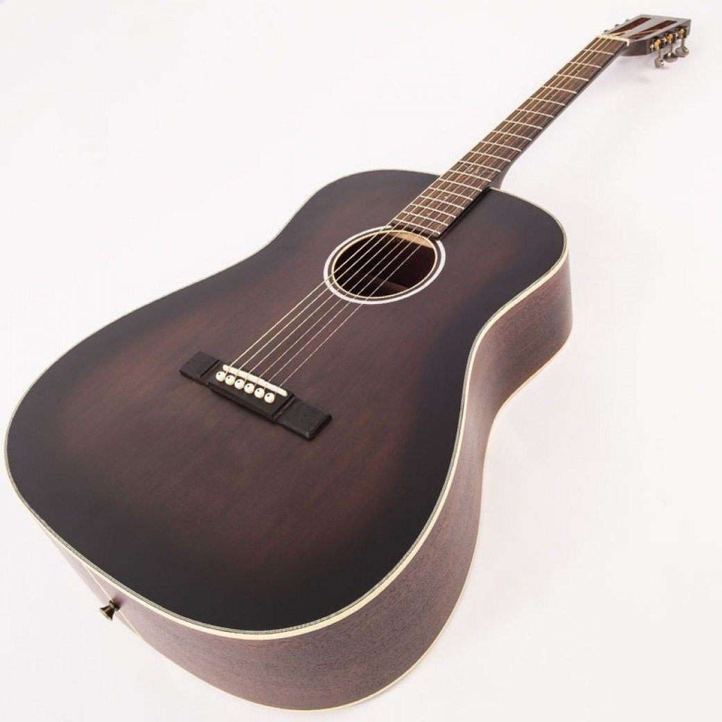 Vintage* V660AQ Historic Series 'Drop Shoulder' Acoustic Guitar ~ Aged Finish, Electro Acoustic Guitar for sale at Richards Guitars.