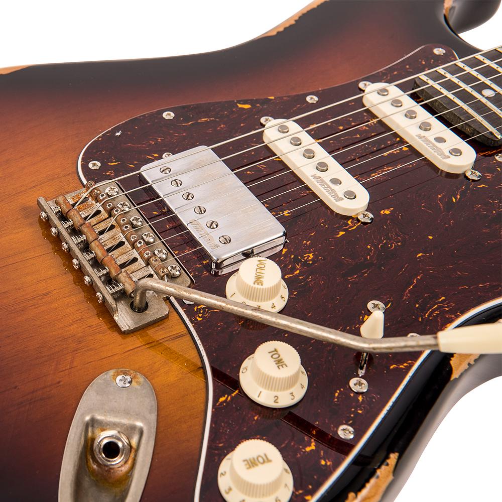 Vintage V6H ICON HSS Electric Guitar ~ Ultra-Gloss Distressed Sunset Sunburst, Electric Guitar for sale at Richards Guitars.