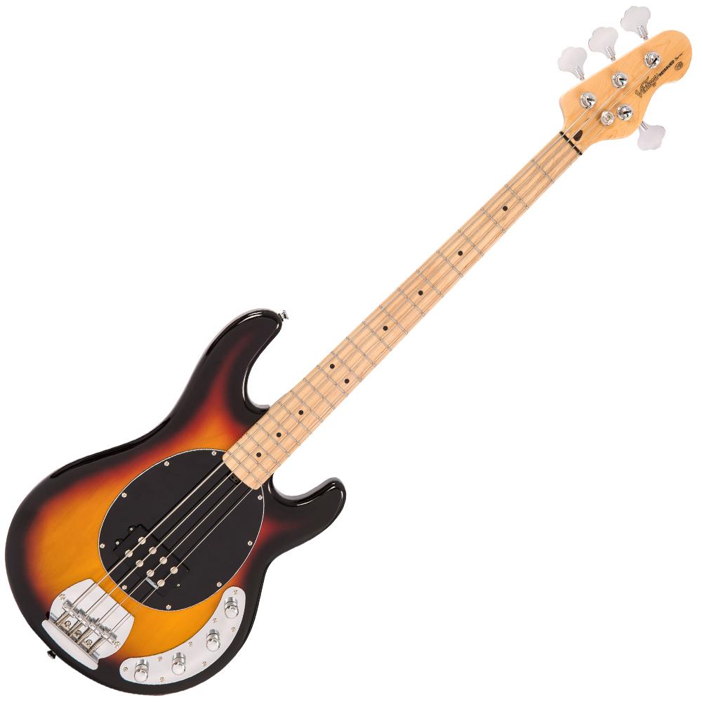 Vintage V96 ReIssued 4-String Active Bass ~ Sunset Sunburst, Bass Guitar for sale at Richards Guitars.