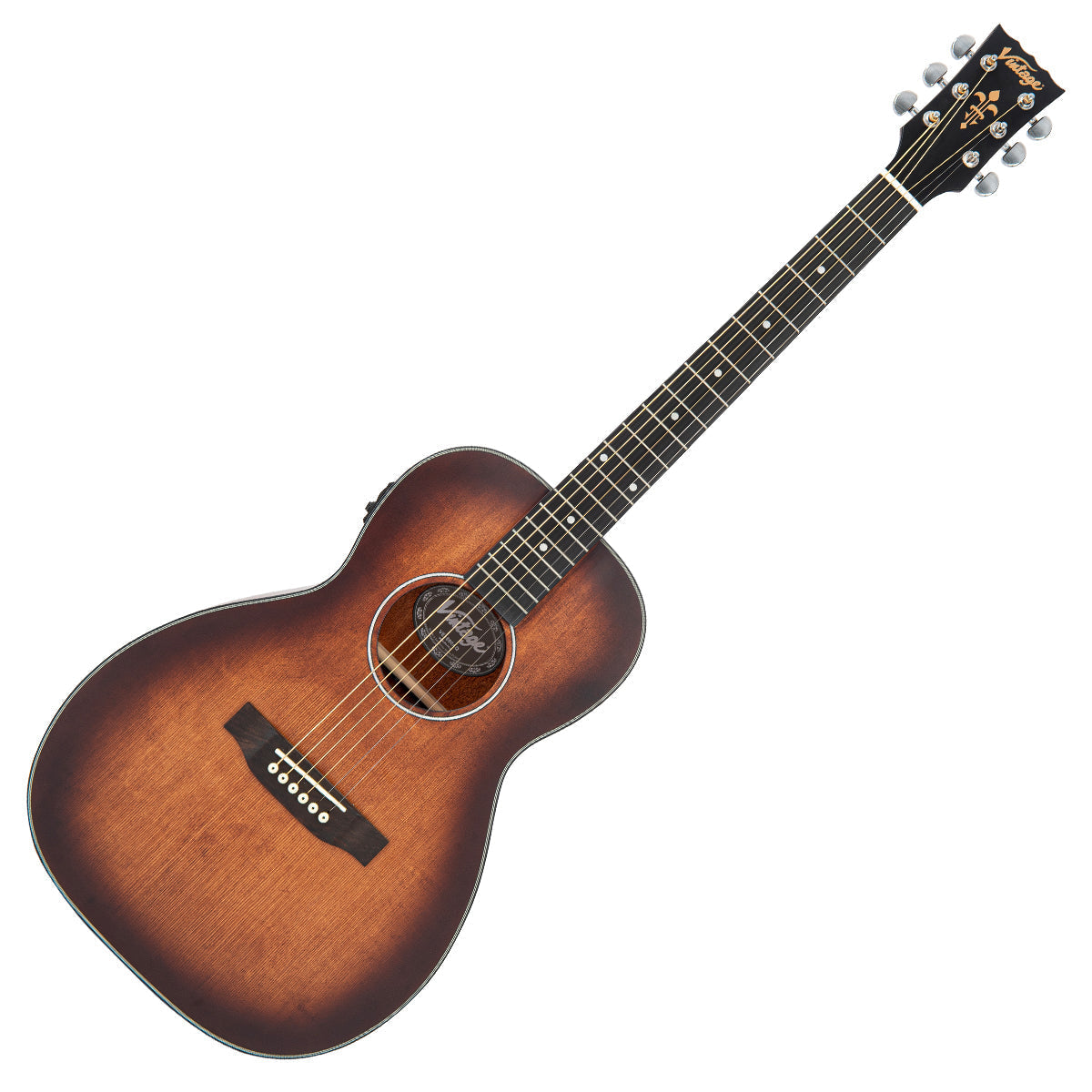 Vintage VE1800AQ Stage Series 'Parlour' Electro-Acoustic Guitar ~ Antiqued, Electro Acoustic Guitar for sale at Richards Guitars.