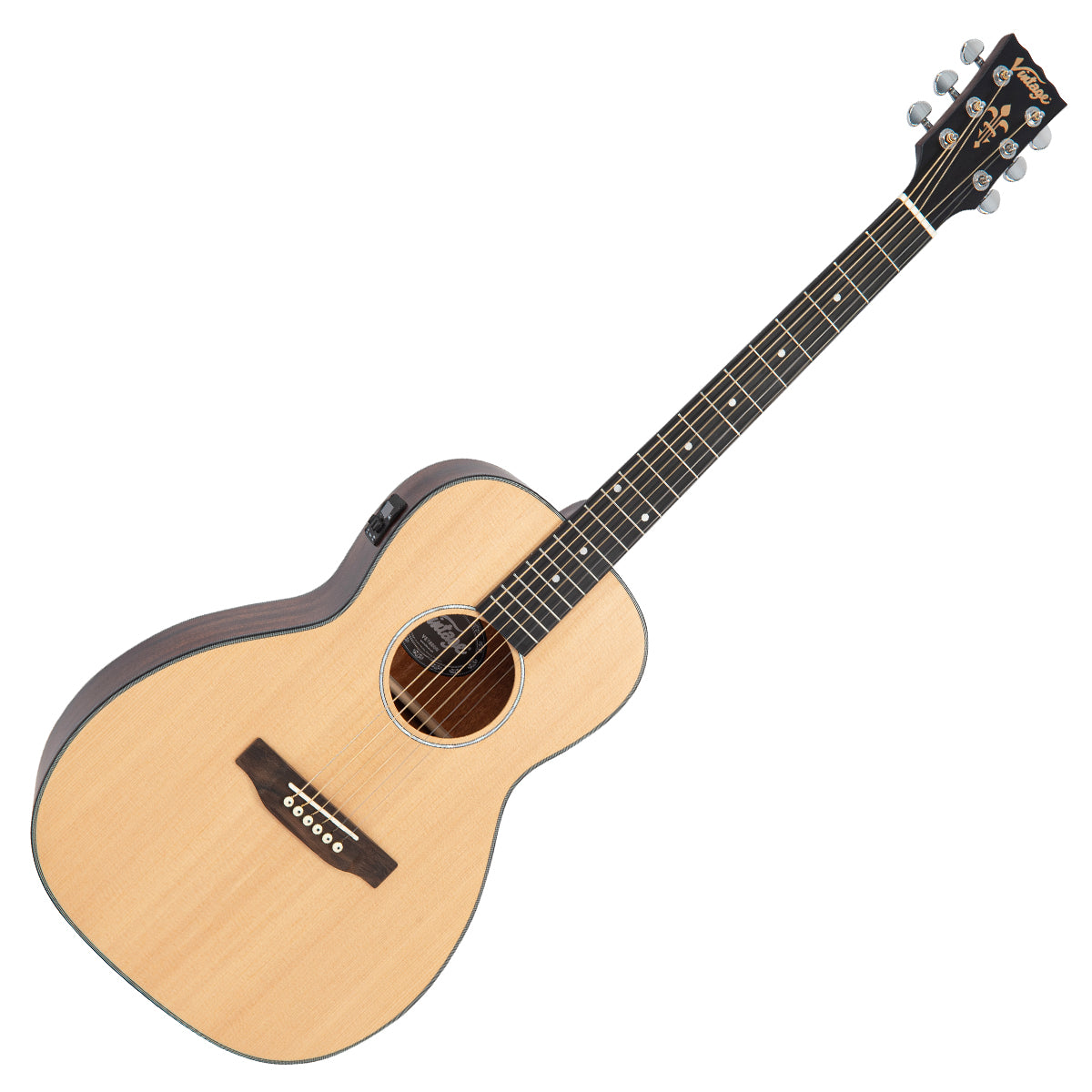 Vintage VE1800N Stage Series 'Parlour' Electro-Acoustic Guitar ~ Natural, Electro Acoustic Guitar for sale at Richards Guitars.