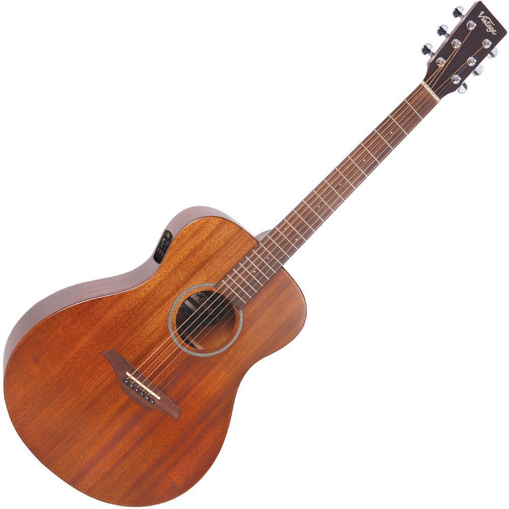 Vintage VE330MH Electro-Acoustic Folk Guitar ~ Mahogany, Electro Acoustic Guitar for sale at Richards Guitars.